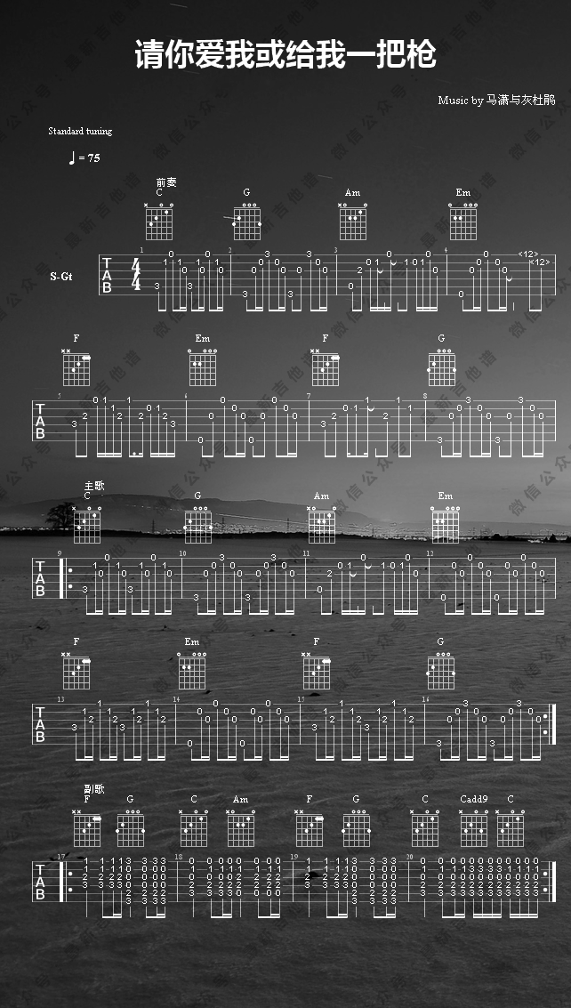 请你爱我或给我一把枪吉他谱1-马潇与灰杜鹃
