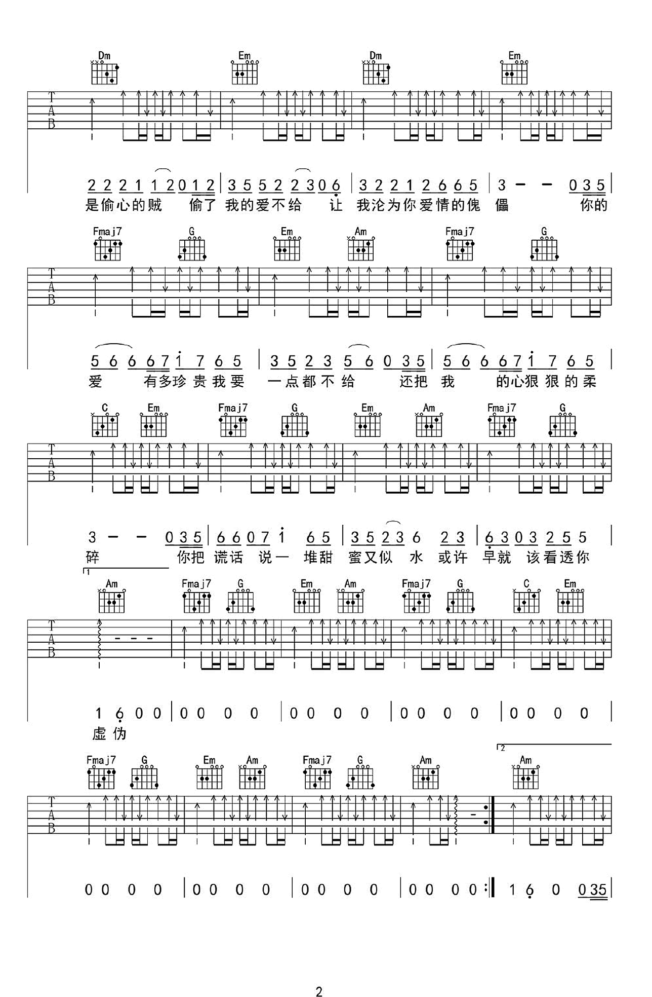 一程伤悲吉他谱2-常超凡