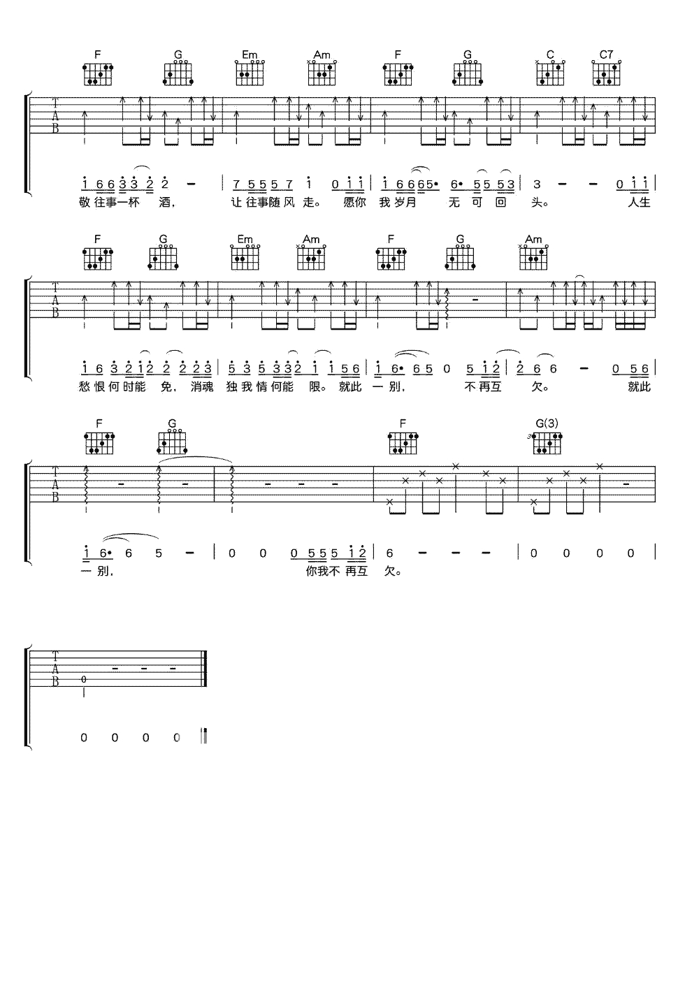 不甘心的甘愿吉他谱4-解忧邵帅