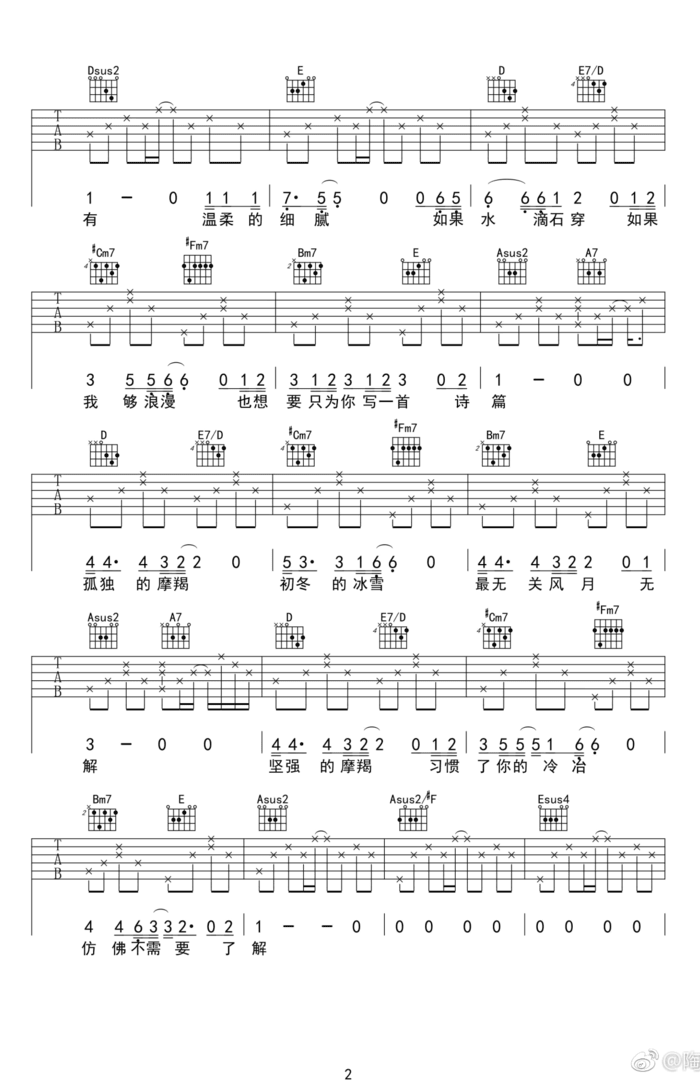 摩羯座吉他谱2-陶辰宇