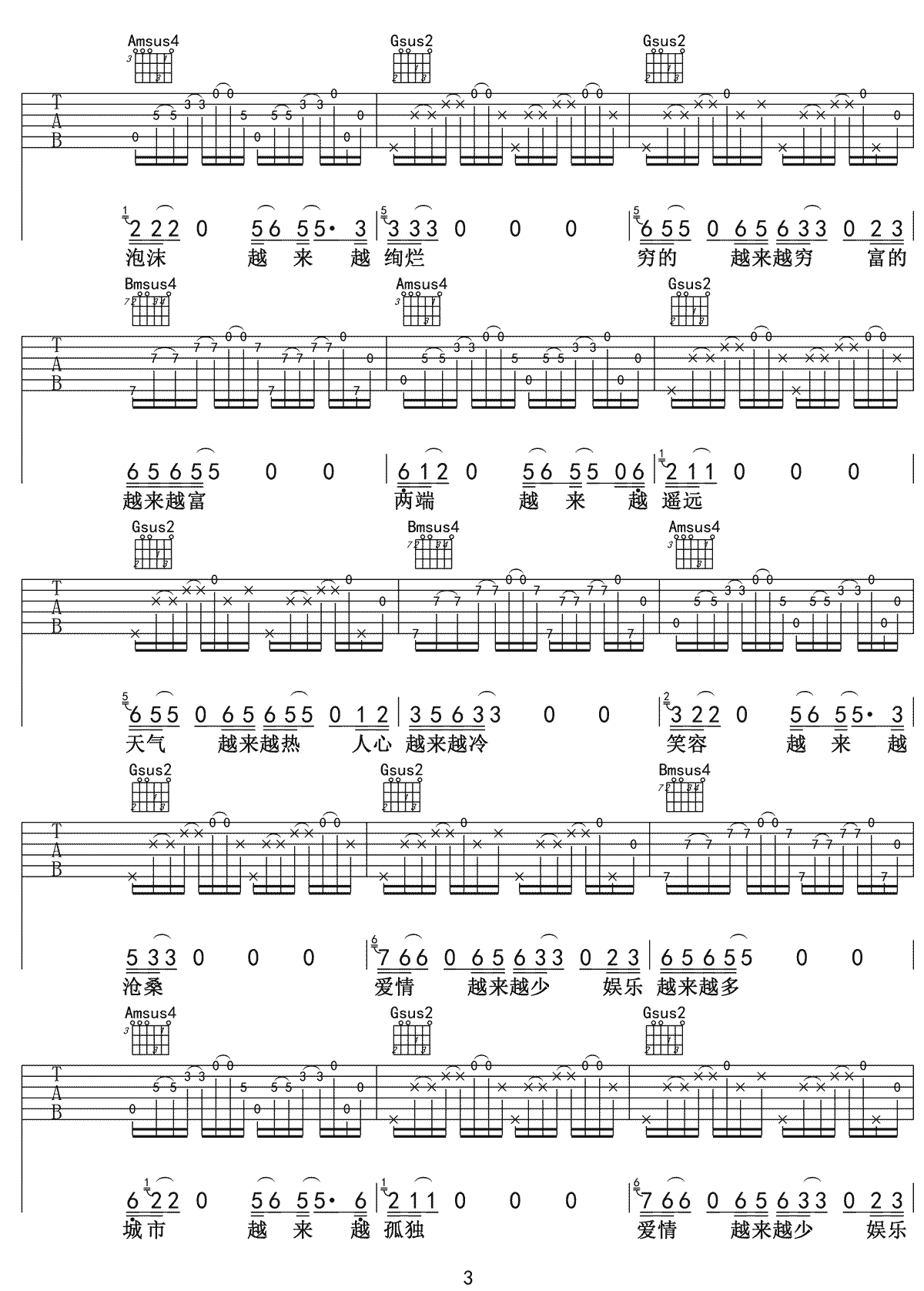 越来越OK吉他谱3-冬子
