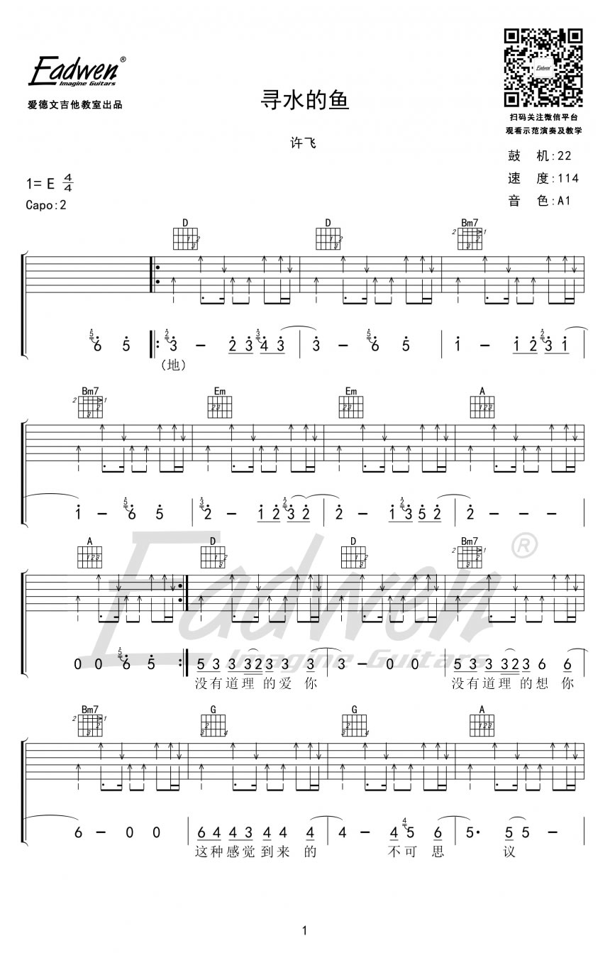 寻水的鱼吉他谱1-许飞