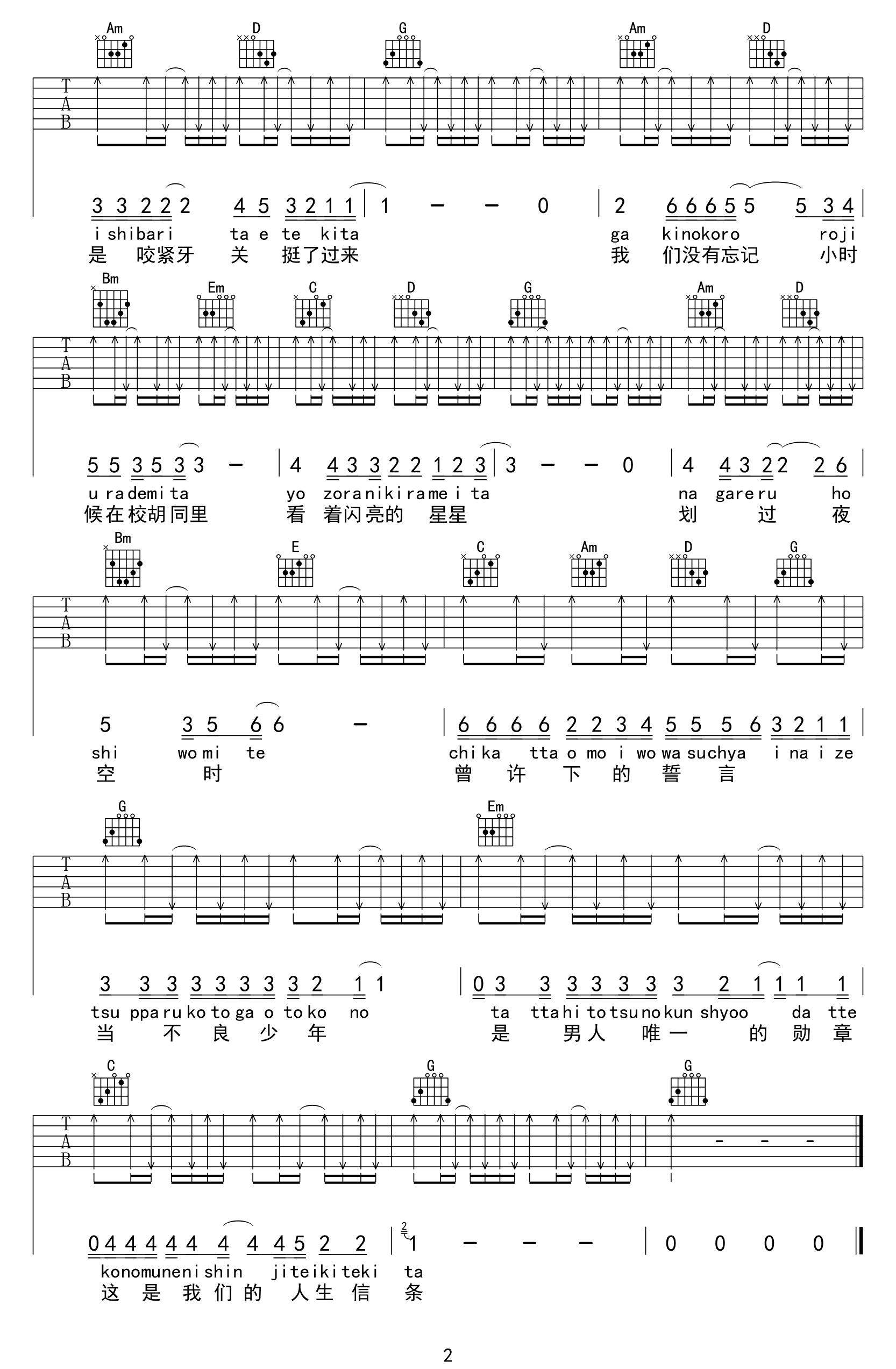 男人的勋章吉他谱2