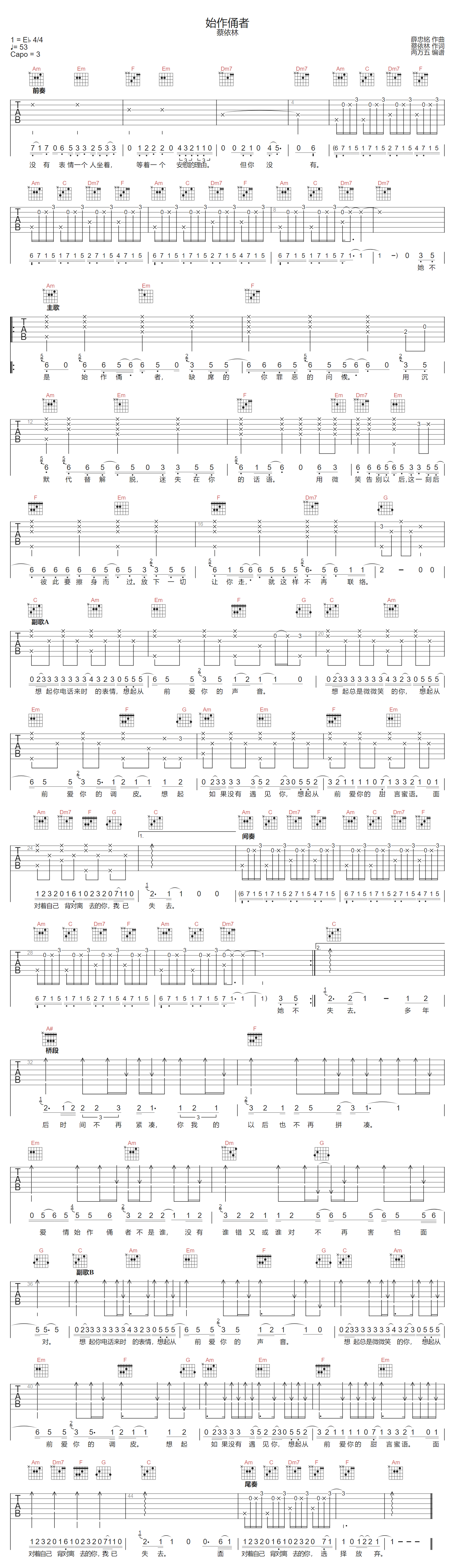 始作俑者吉他谱-蔡依林