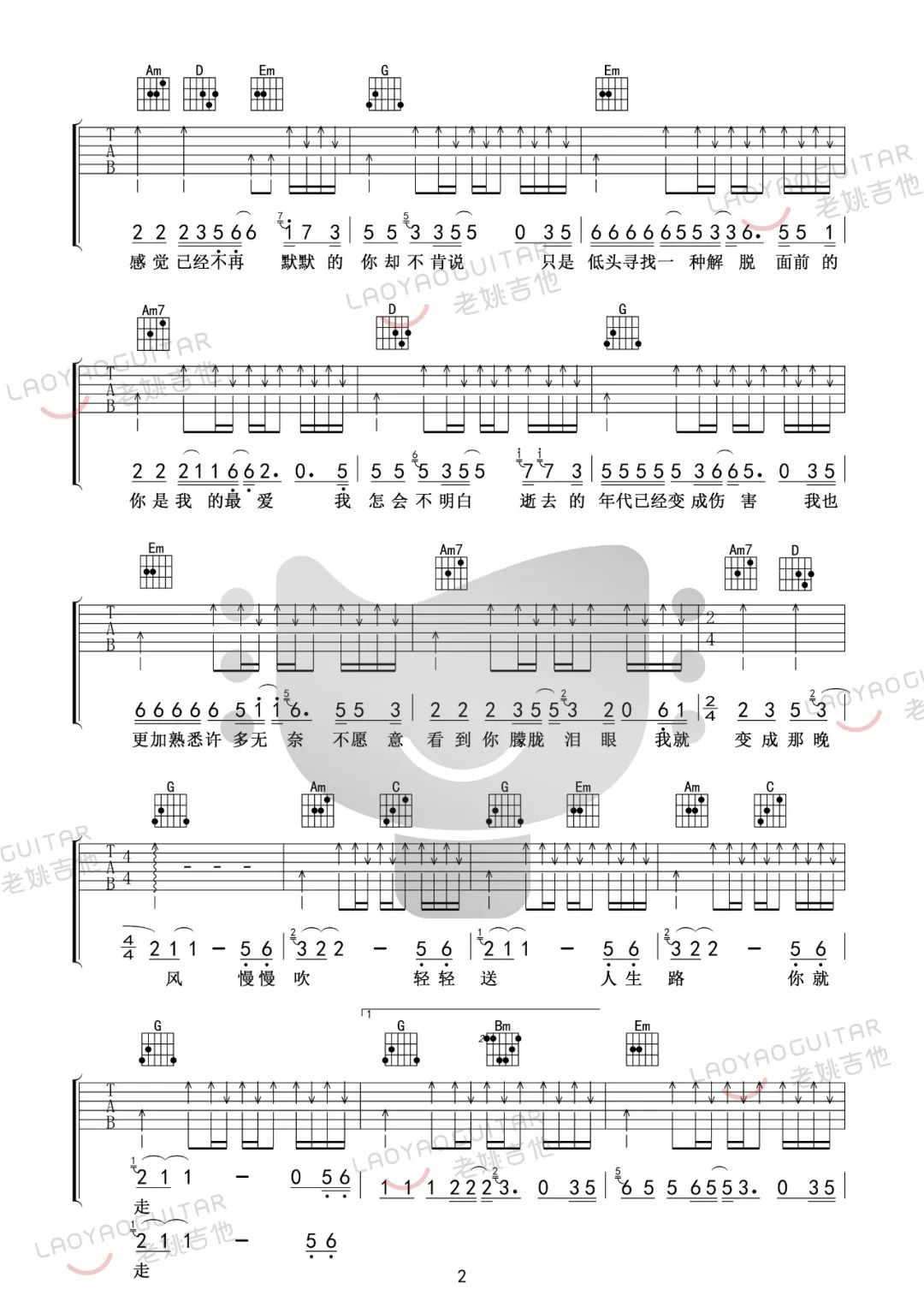 晚风吉他谱2-伍佰