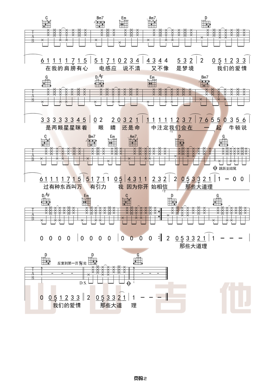万有引力吉他谱2-汪苏泷