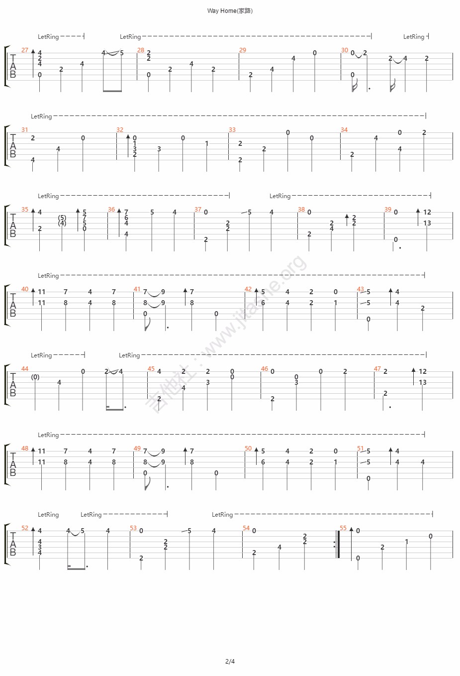 Way-Home指弹吉他谱2-押尾桑
