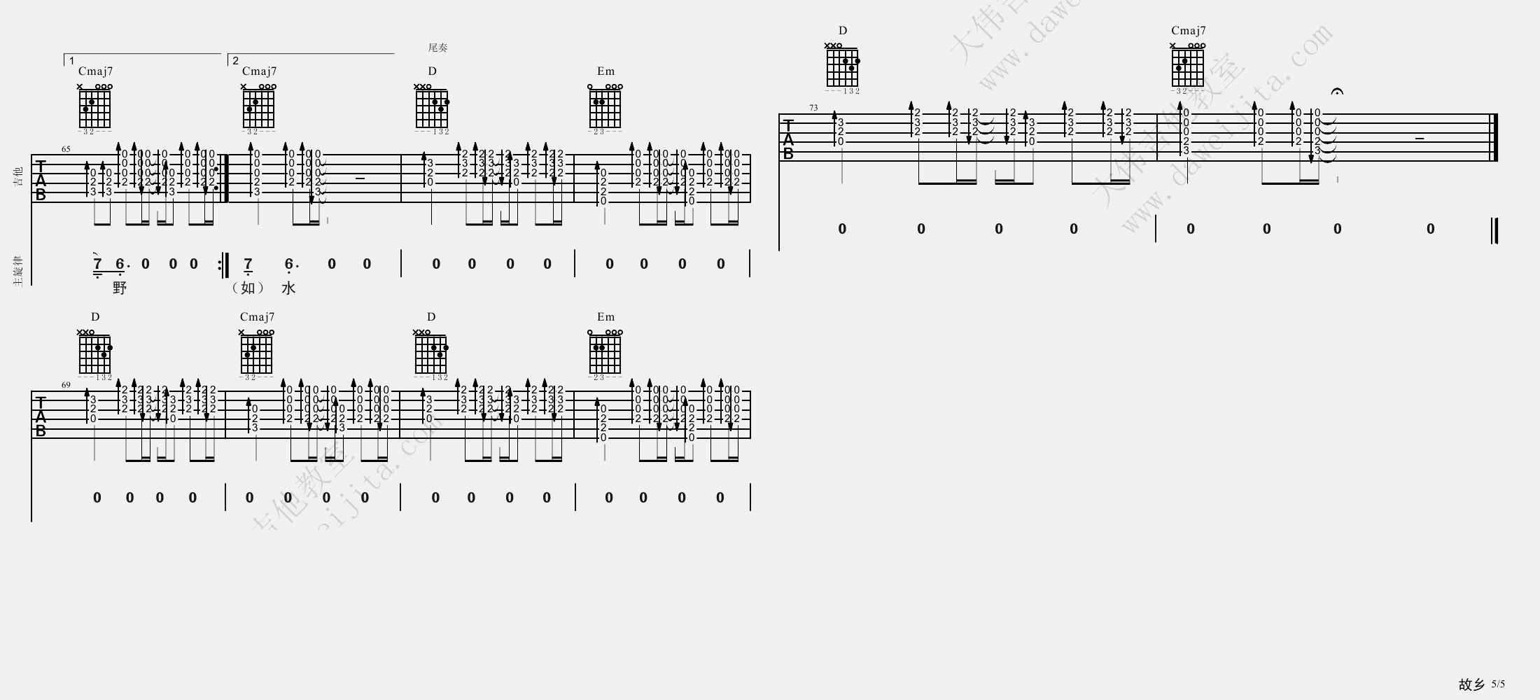 故乡吉他谱5-许巍
