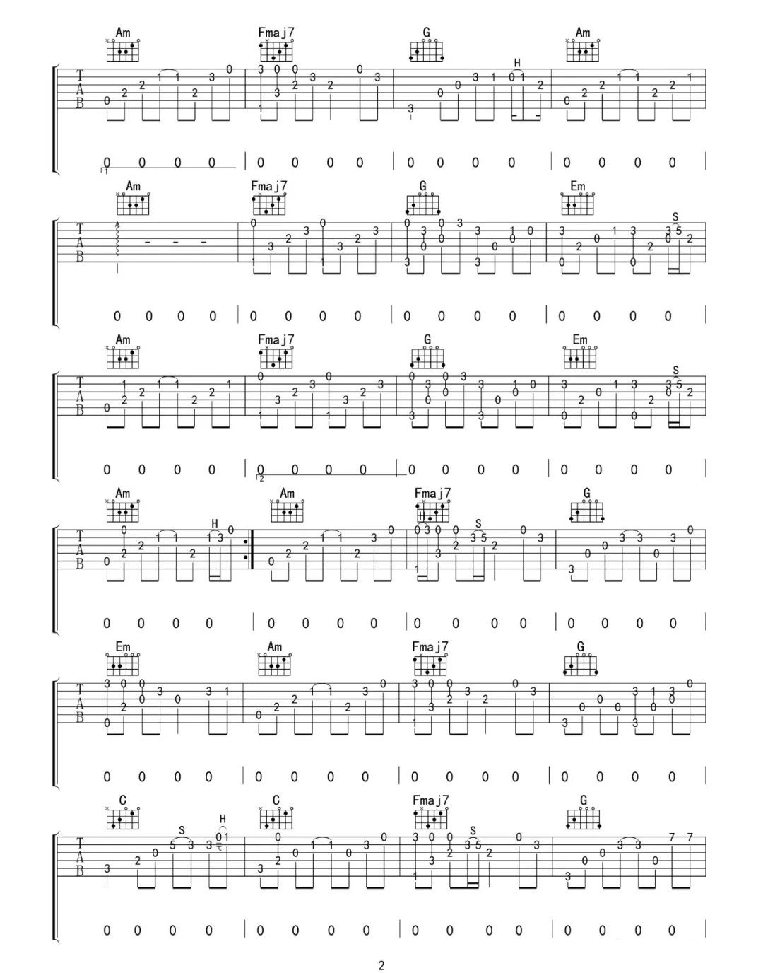 你的酒馆对我打了烊指弹吉他谱2-陈雪凝