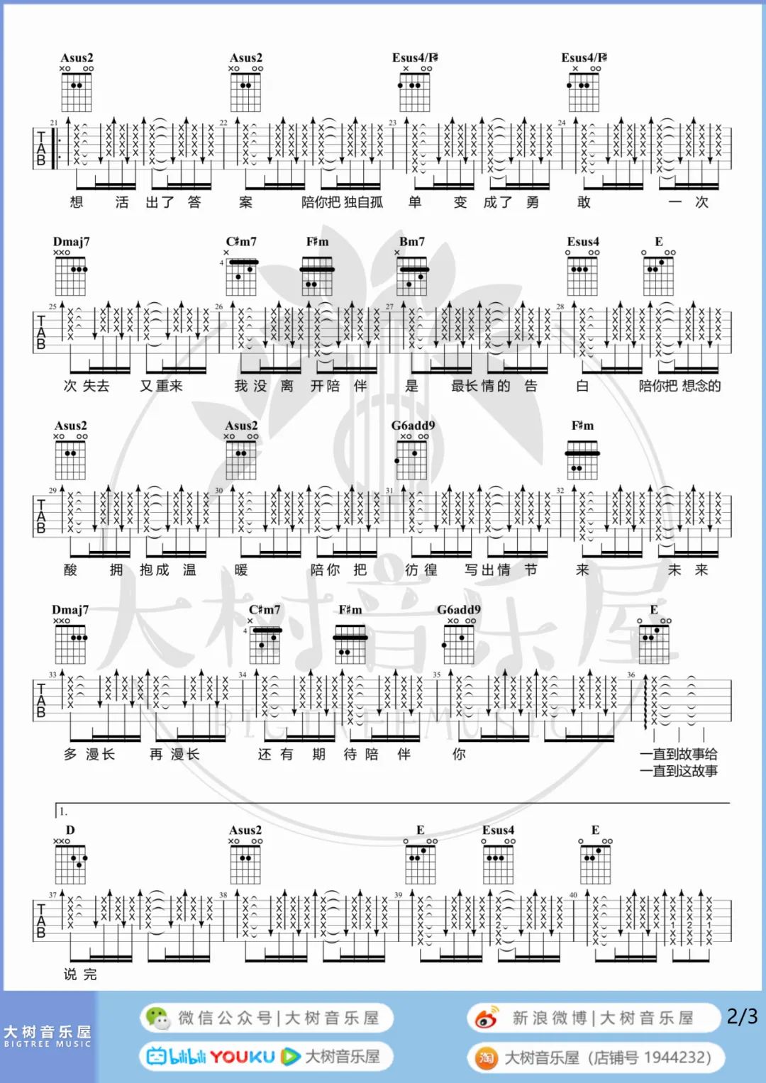 陪你度过漫长岁月吉他谱2-陈奕迅