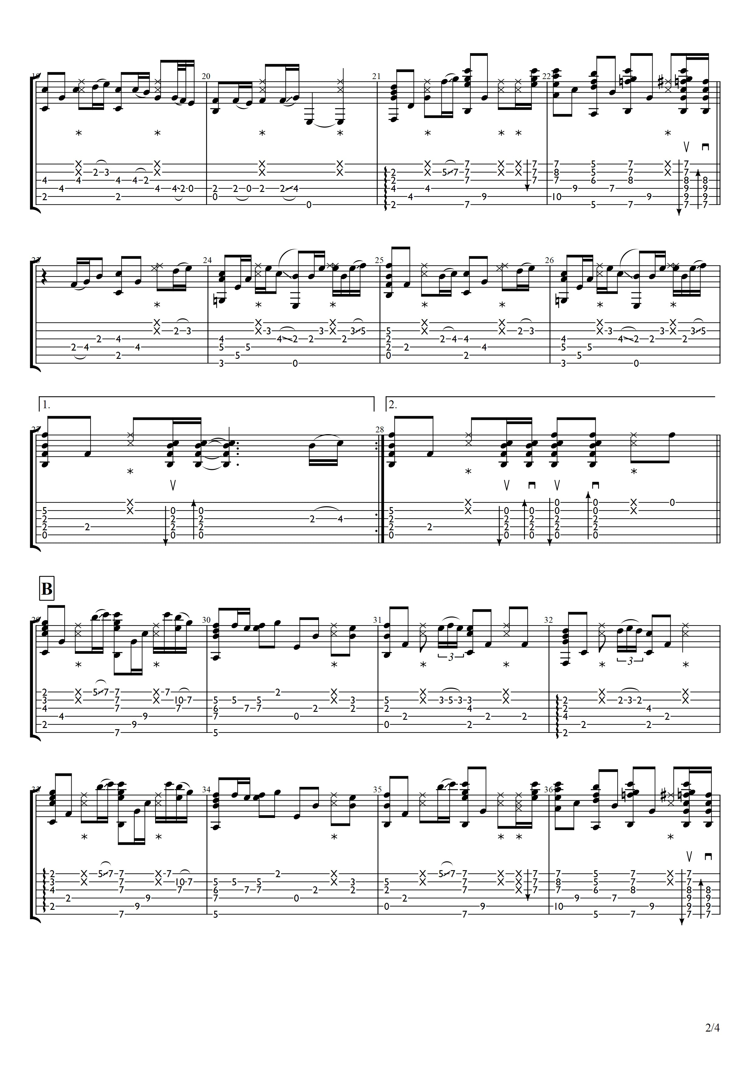 鲁迅先生指弹吉他谱2-郎文硕