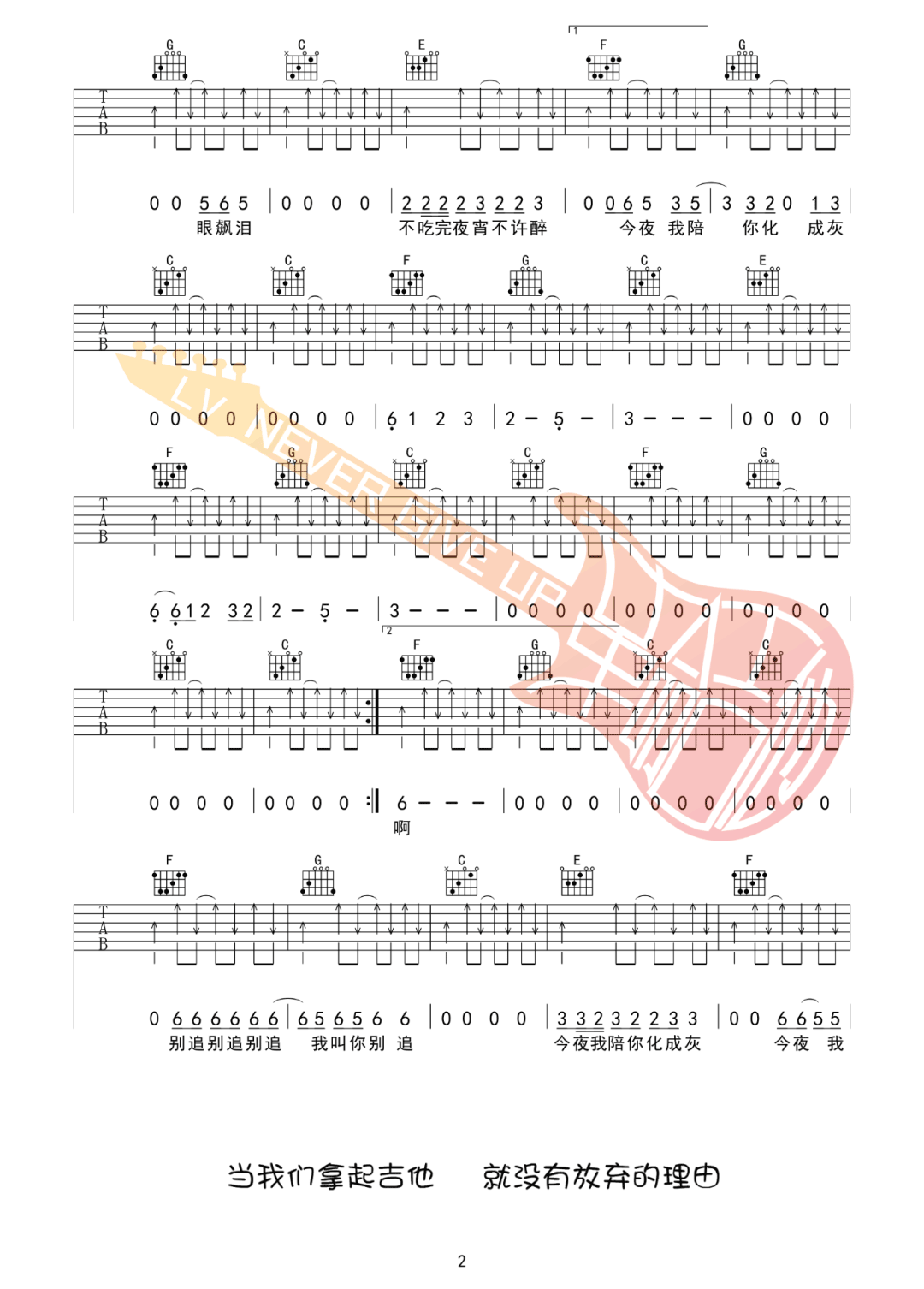 县城吉他谱2-刘森
