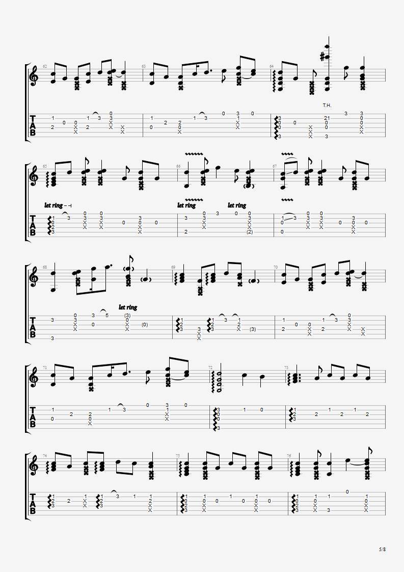 发如雪指弹吉他谱5-周杰伦