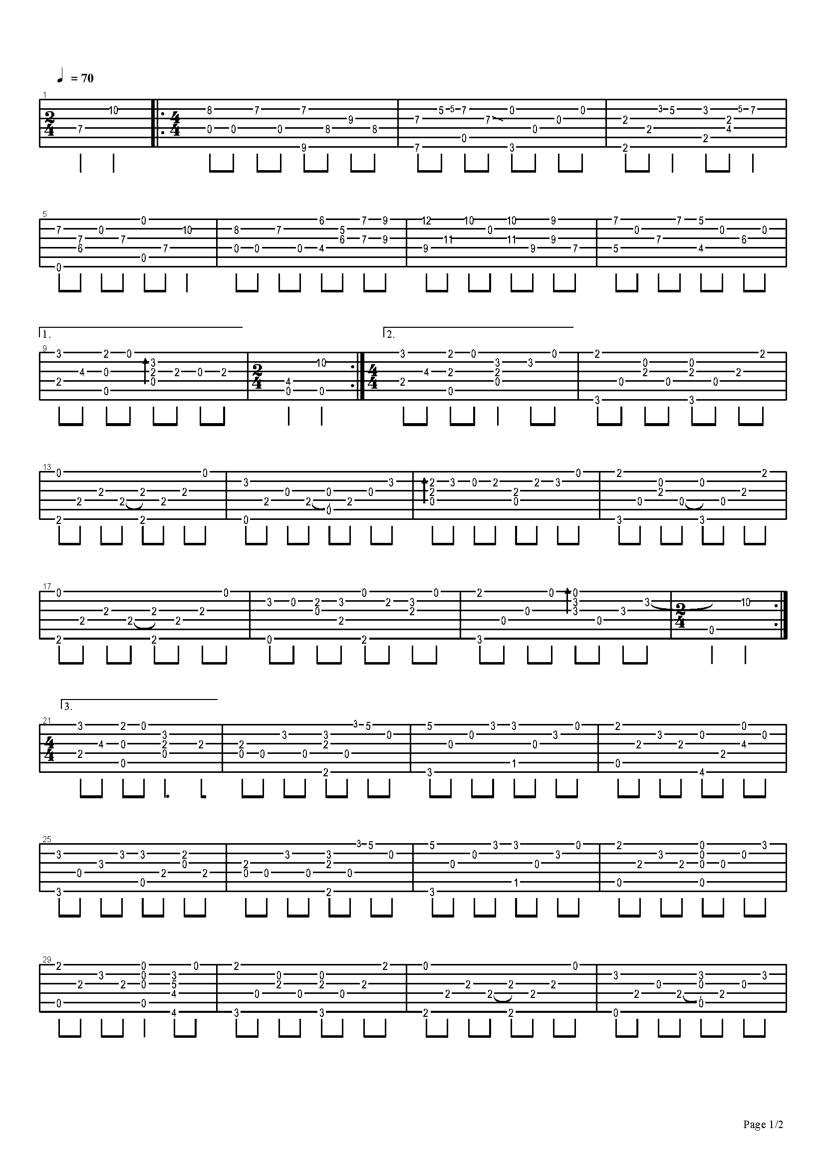 风之诗指弹吉他谱1-押尾桑