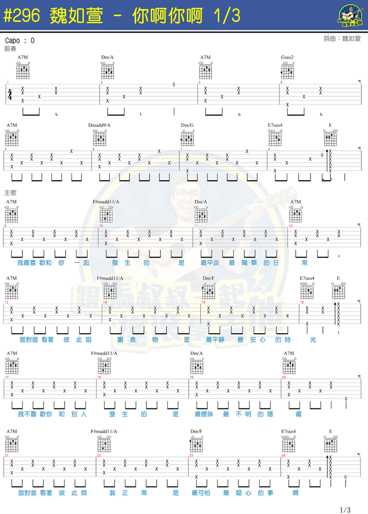 你啊你啊吉他谱1-魏如萱
