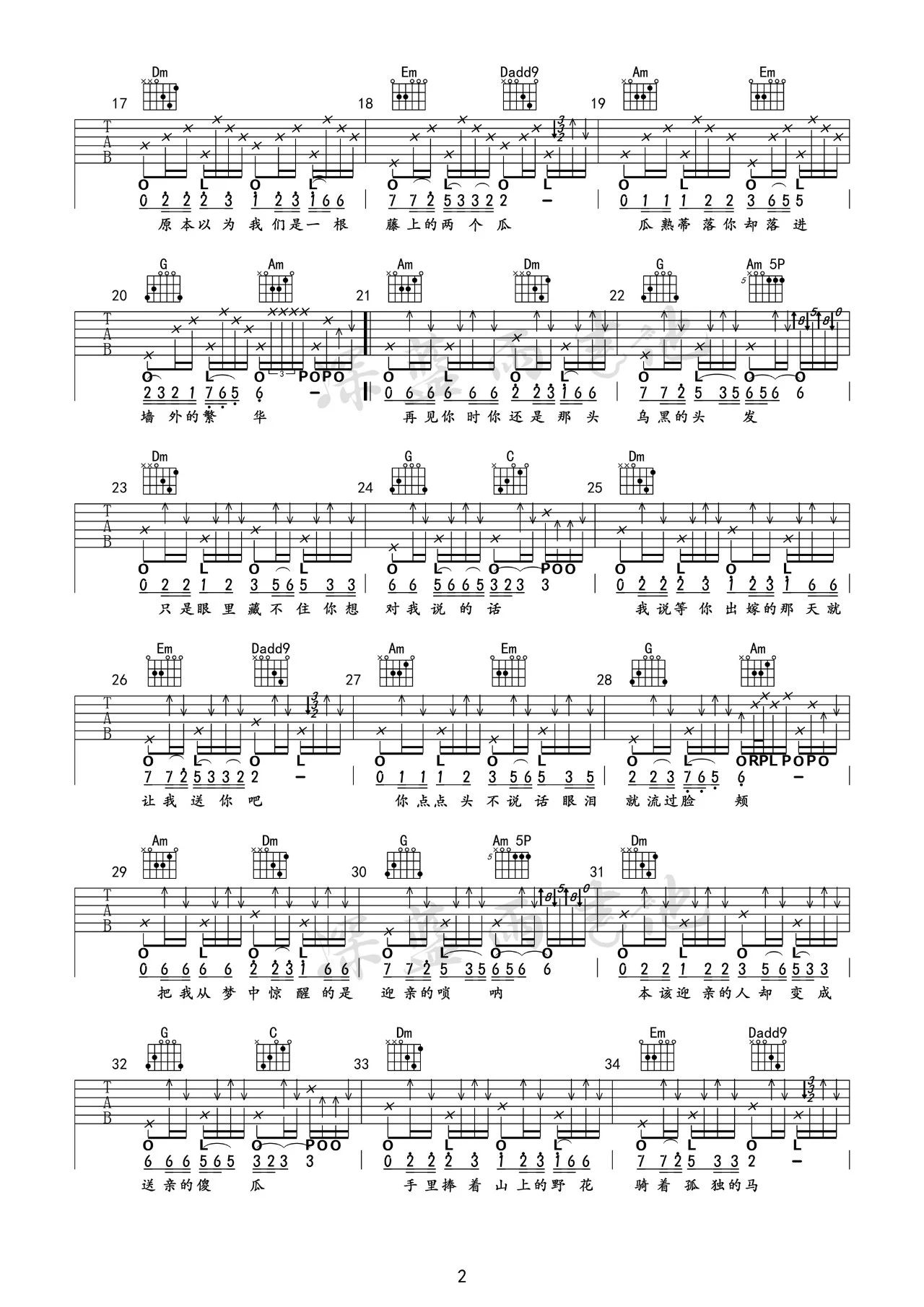 送亲吉他谱2-王琪
