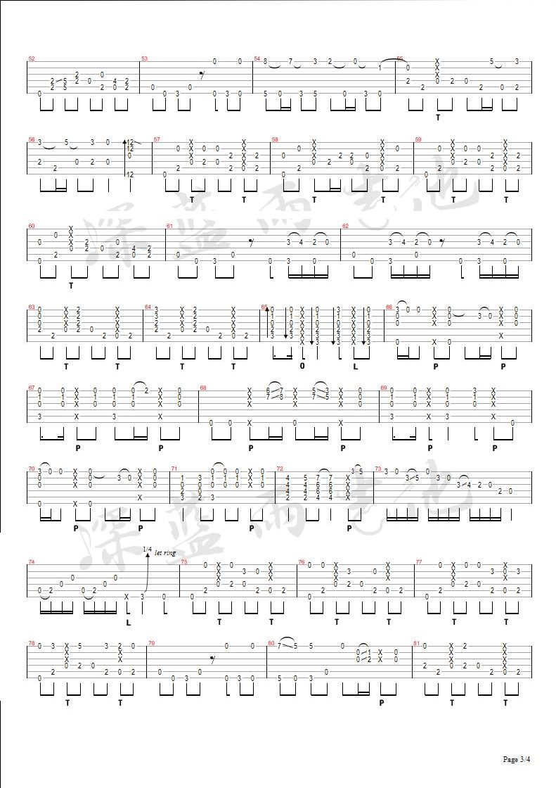 Billie-Jean指弹吉他谱3-Michael-Jackson