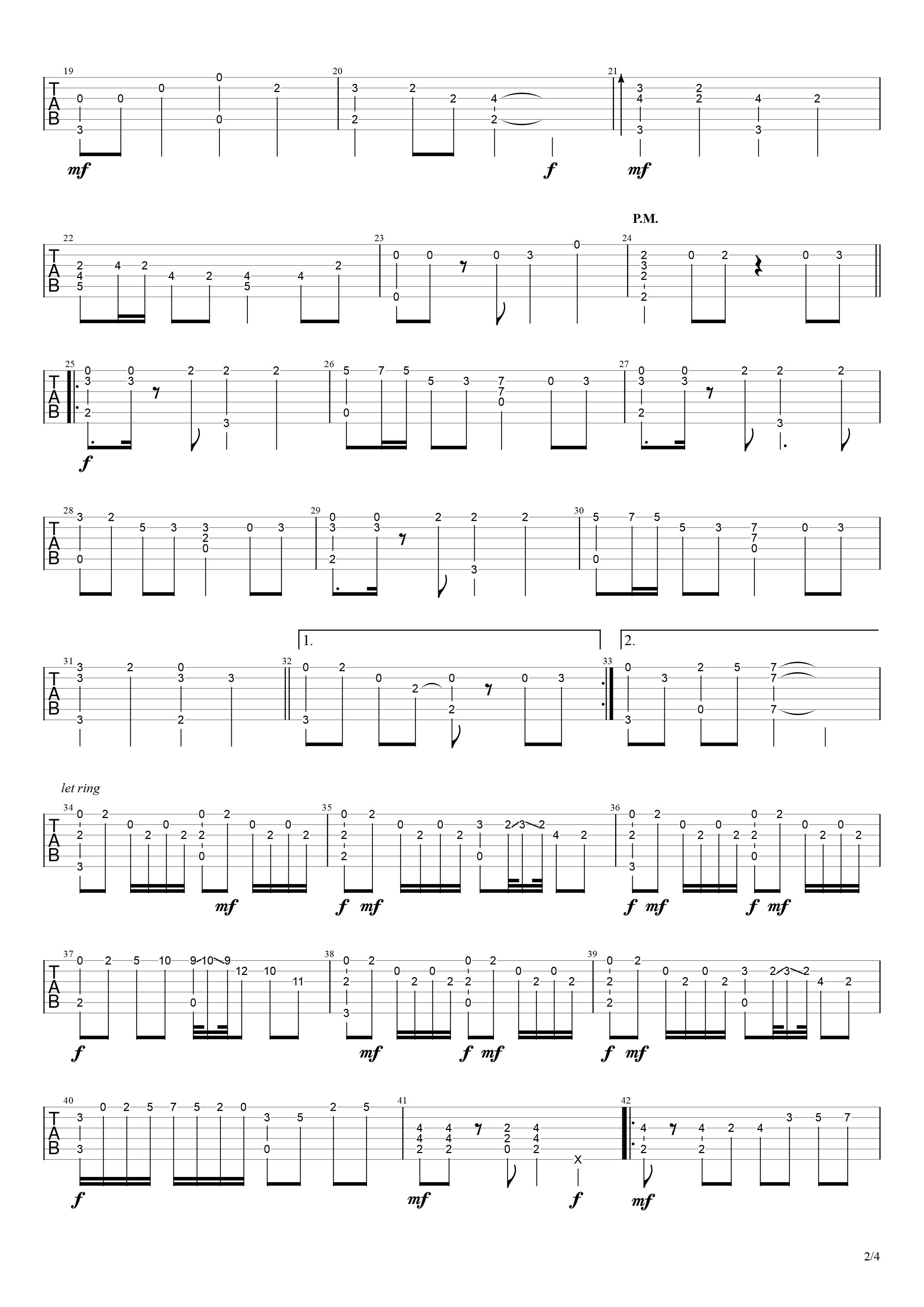 千本樱指弹吉他谱2-井草圣二