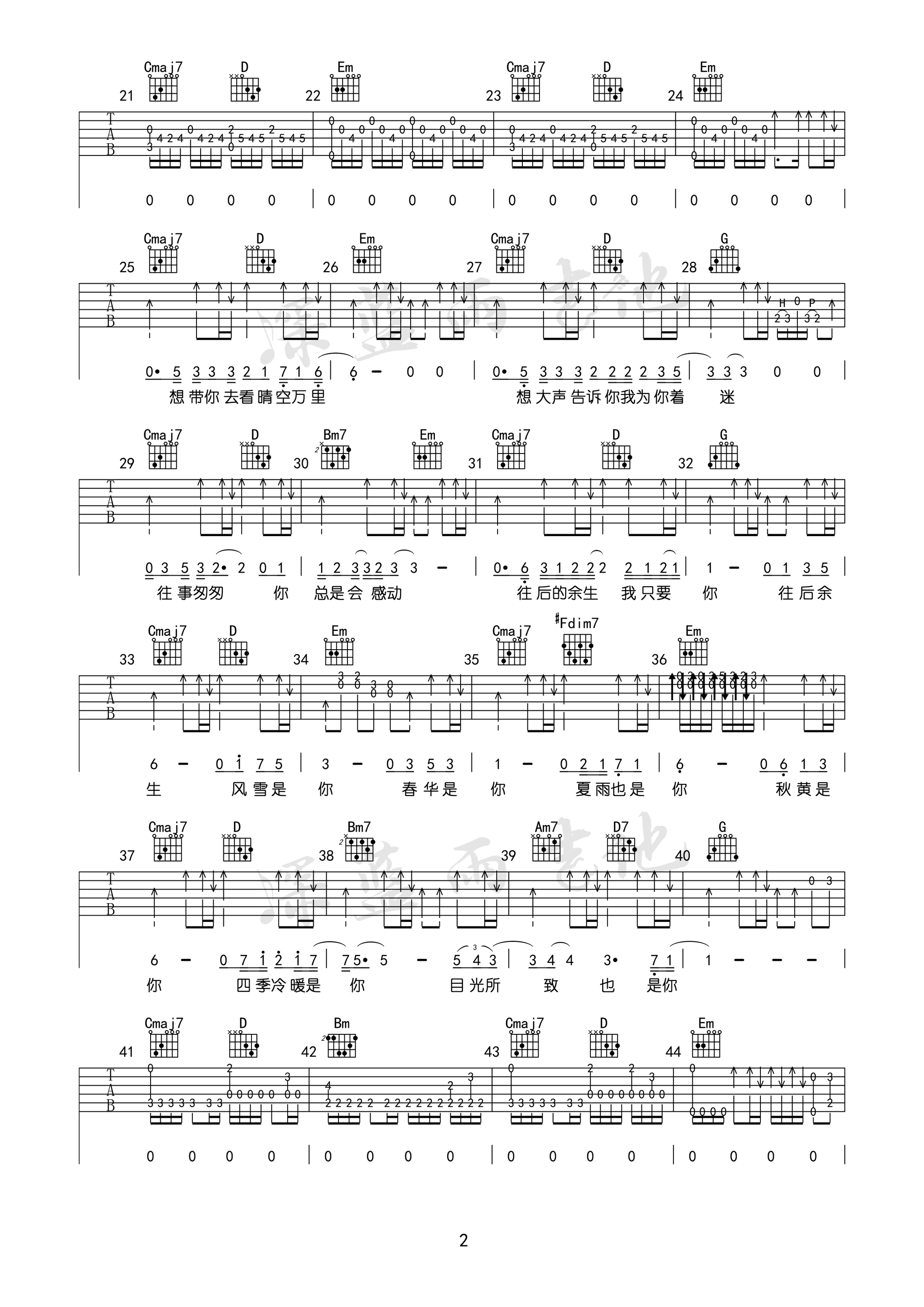 往后余生吉他谱2-冯心怡