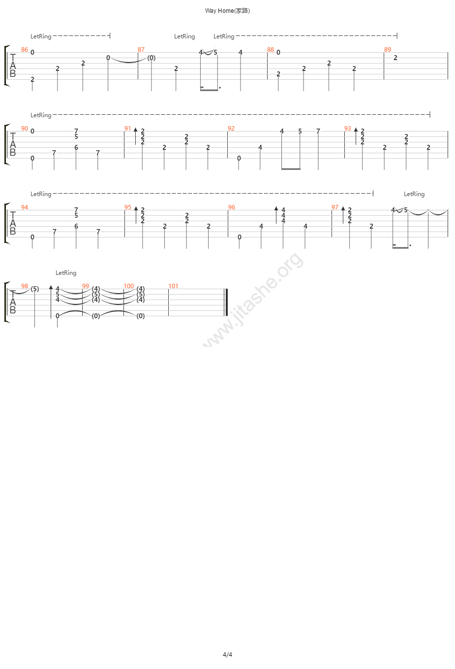 Way-Home指弹吉他谱4-押尾桑