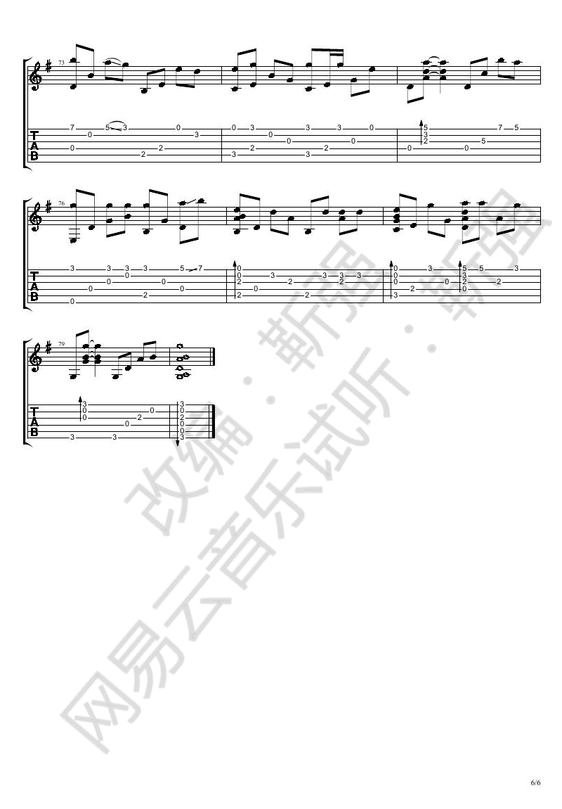 离别的车站指弹吉他谱6-赵薇