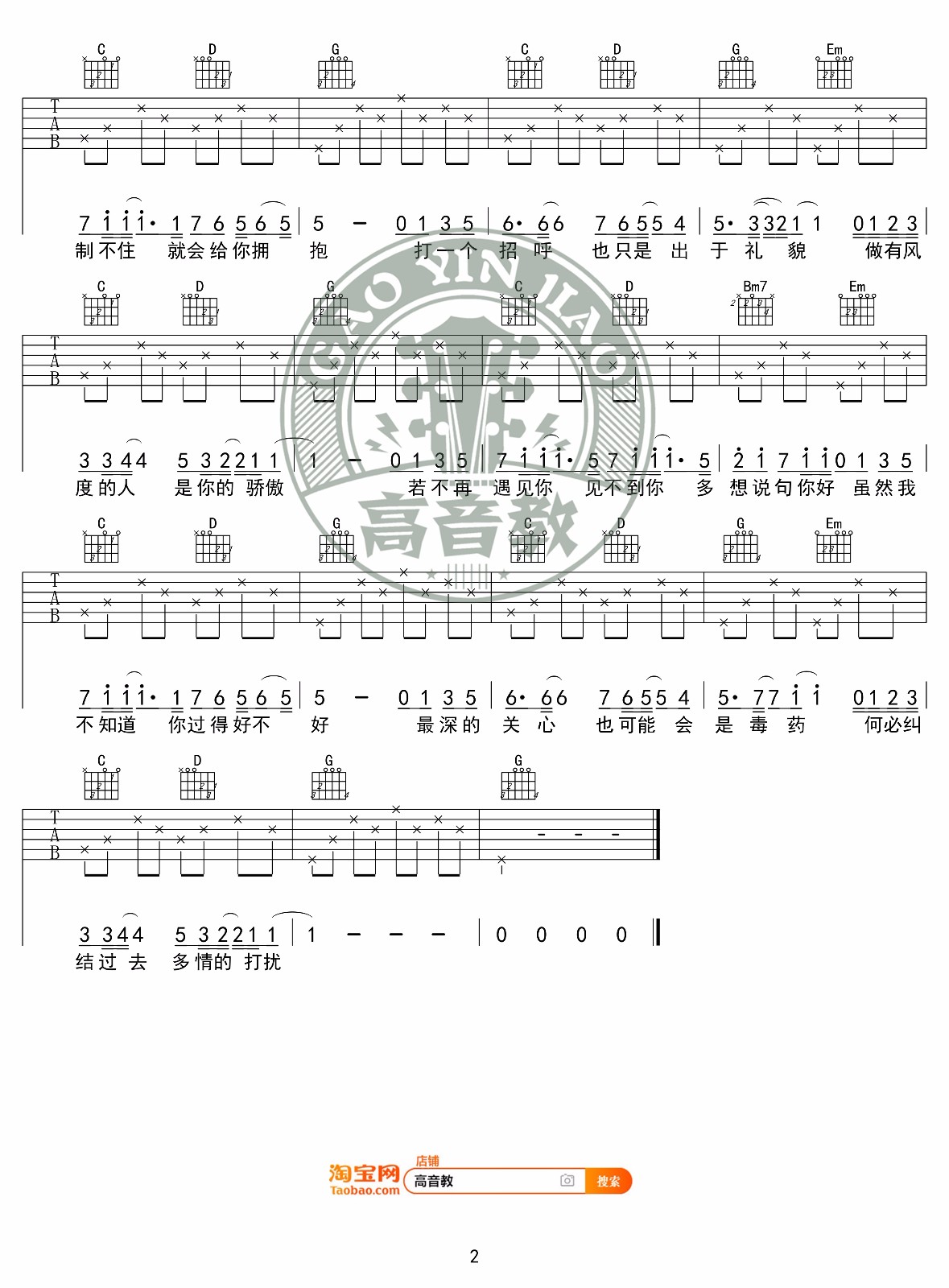 请先说你好吉他谱2-贺一航