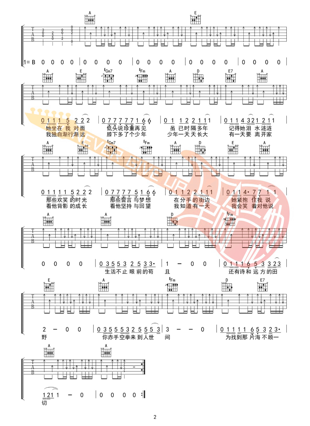 生活不止眼前的苟且吉他谱2-许巍